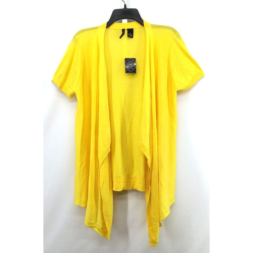 Nue Options Cardigan Women Size PL Yellow Lightweight Long Sleeve Open Front Top